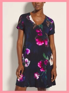 SOMA COOL NIGHTS SLEEPSHIRT Fleur Ever Drama Floral XXL short sleeve sleep shirt